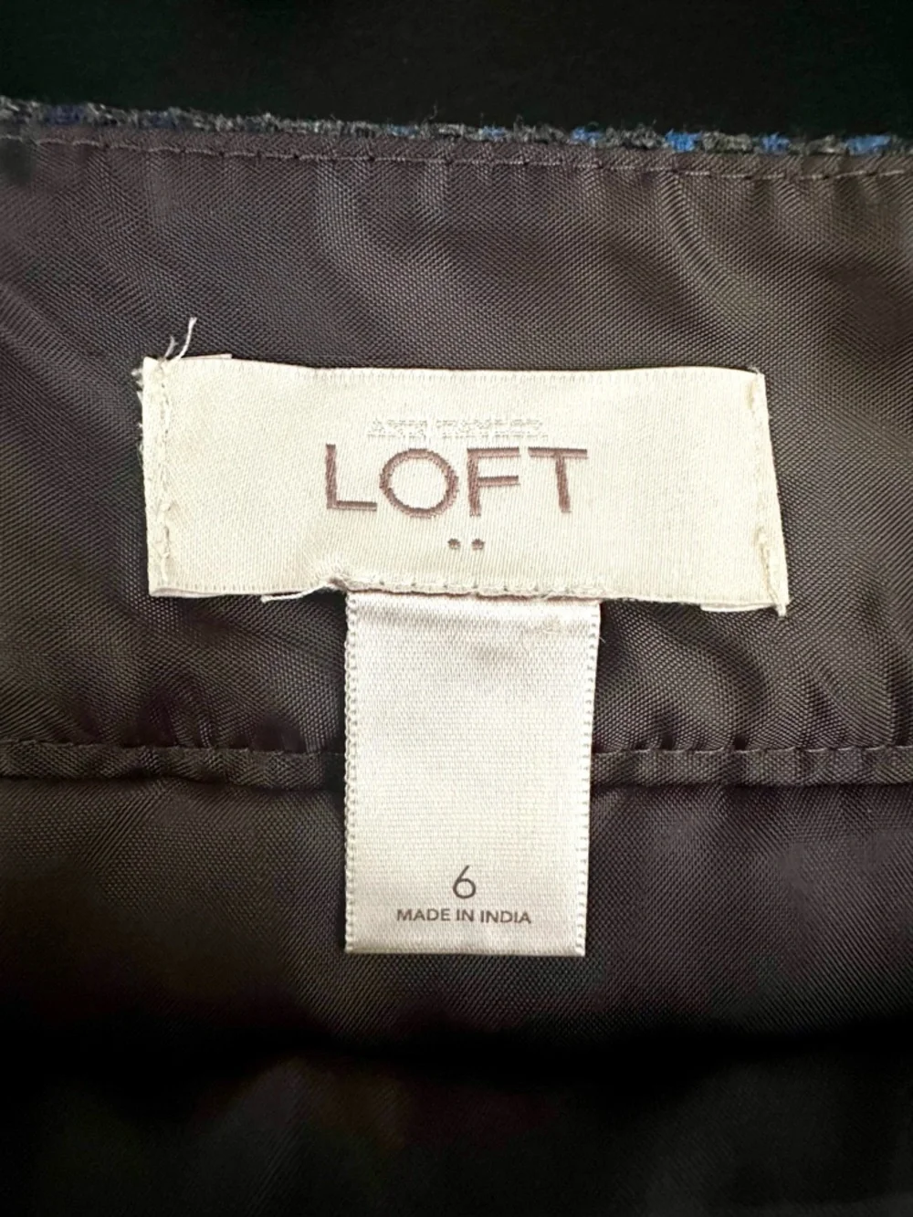LOFT Blue Houndstooth Button-Detail Mini Skirt Size 6